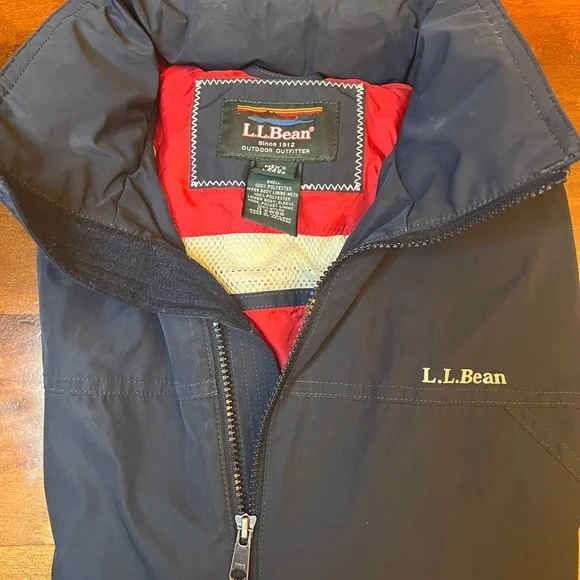 Men's L.L. BEAN Blue Full Zip Hooded Wind stopper Jacket Size L - Picture 12 of 13